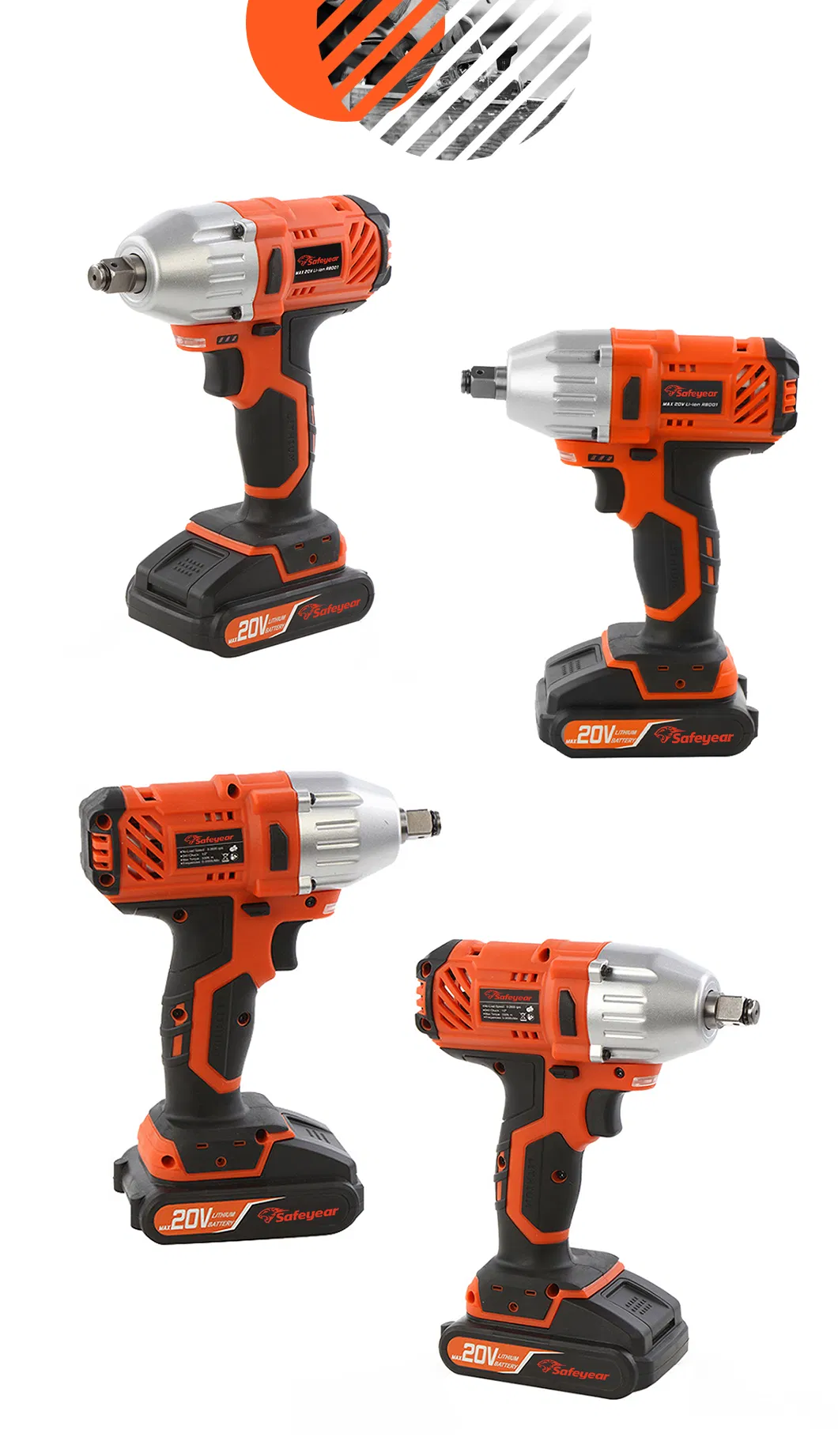 20V 330nm Custom Wholesale Wrench Cordless Impact Hardware Power Tools