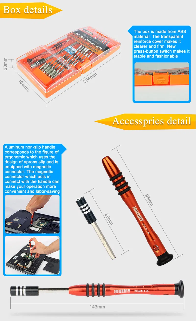 Jakemy Exporter 58 in 1 Professional Cr-V Blade Screwdriver Tool Kit for General Household