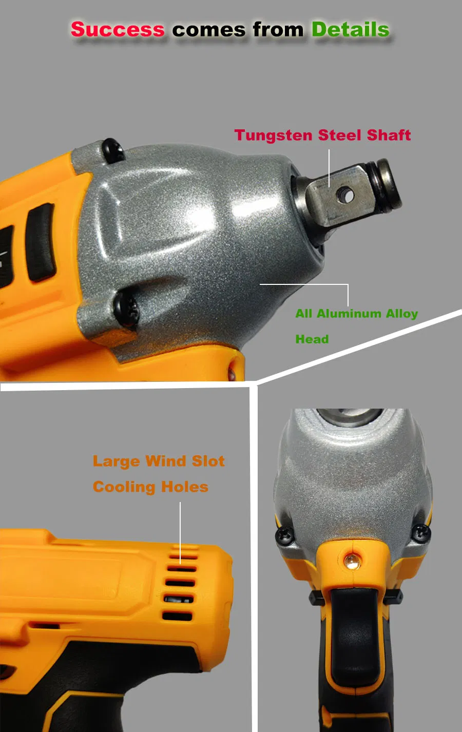 Rechargeable 68V Brushless Li-ion Battery Electric Cordless Impact Wrench for Tires